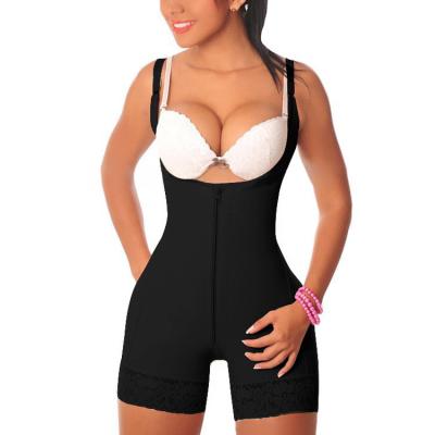 China Antibacterial Ladies Zipper Body Shaper Jumpsuit Abdomen Pants Body High Elastic Mesh Body Shaper for sale