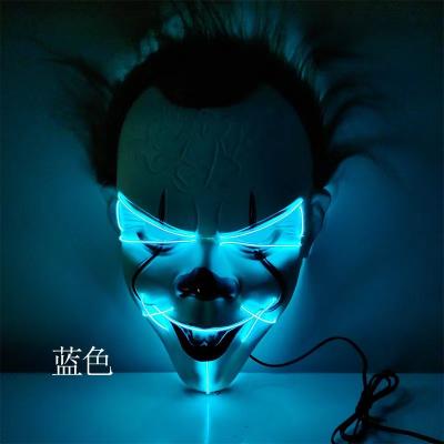 China Wholesale PVC Manufacturers Halloween Horror Glow Mask Back To Ghost Night Clown LED Mask Halloween Party LED Mask for sale