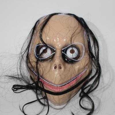 China PVC Halloween Female Ghost Wig Mask MOMO Glow Mask Halloween Cosplay Party LED Mask for sale