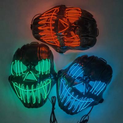 China New Hot Sale PVC Skull Hair Light Mask Cosplay LED Mask Halloween Party LED Mask for sale