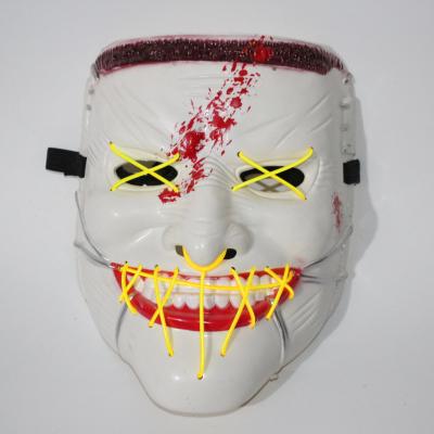 China New Selling PVC Cosplay Masquerade Party LED Scary Mask Halloween LED Funny Face EL Mask Hot Glow Mask for sale