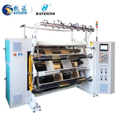 China PET holographic silver rainbow hot stamping foil slitting machine with great price for sale