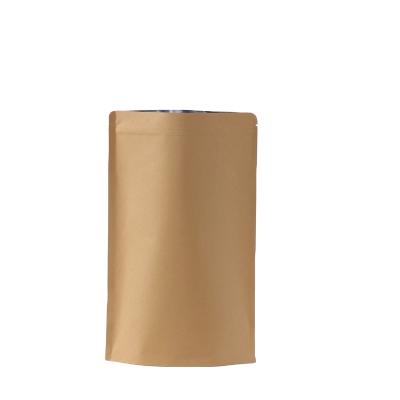 China Recycled Materials Manufacturers Selling Cowhide Kraft Paper Bag Inner Aluminized Self Supporting Food Packaging Bag for sale