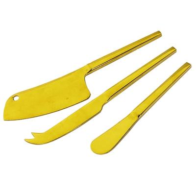 China 2022 Viable Hot Seller 3 Pieces Tool Kit Knife Spreader Cheese Cutter Kitchen Accessories Gold for sale