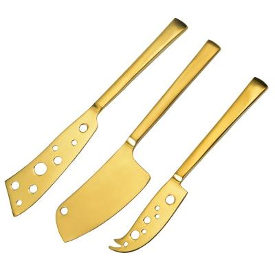 China 2022 Viable Hot Sales Customize Logo Gold Color Stainless Steel Kitchen Accessories Cheese Cutter With Gift Box for sale