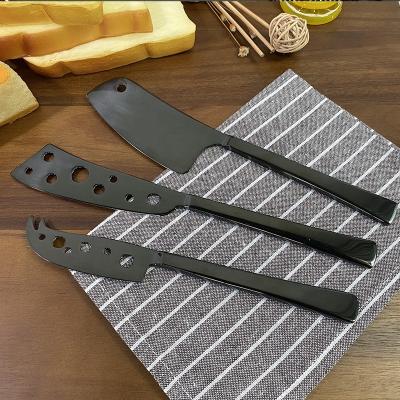 China Viable High Quality Wholesales Black Color Stainless Steel Cheese Knife Set With Butter Knife Cheese Slicer for sale