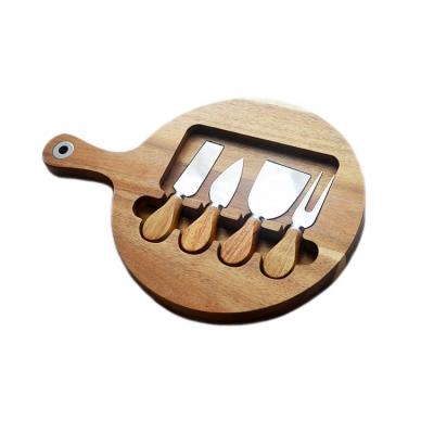 China Sustainable High Quality Wholesale Round Cheese Board 4pcs Cheese Knife Eco - Friendly Set for sale