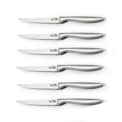 China Viable New Design Super Sharp Logo Stainless Steel Custom Serrated Steak Knife Sets for sale