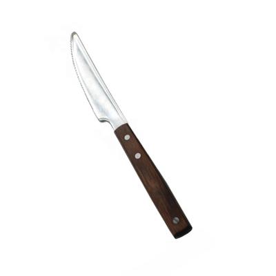 China 2022 Viable Long Seller Fashion Kitchen Knife Handle Stainless Steel Wooden Serrated Steak Knife for sale