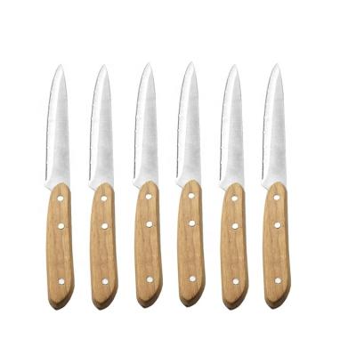 China Durable Hot Selling Comfortable Stainless Steel Steak Knife Kitchen Cutter Knife Rivets Wooden Handle for sale