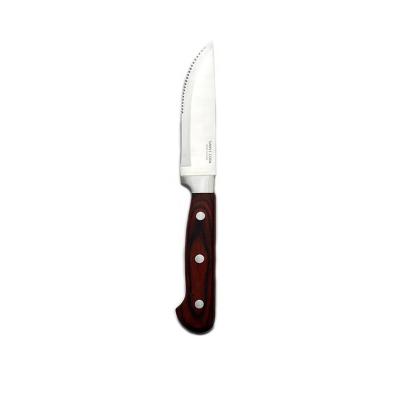 China 2022 Viable Hot Seller Fashion Kitchen Knife Handle Stainless Steel Wooden Serrated Steak Knife for sale