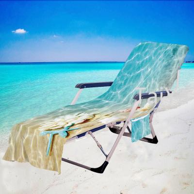 China New Pocket Child Safe Lounge Striped Beach Chair Towels Cover Stretch Custom Design Starfish Beach Chair Cover for sale