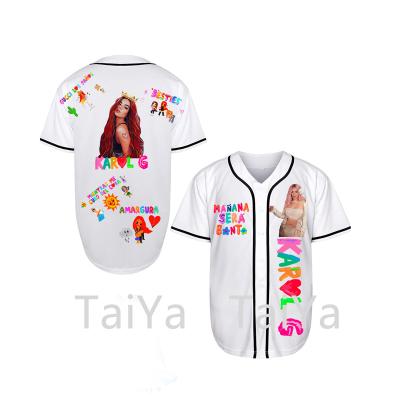 China 2023 Newest Style Logo Printing Karol G Antibacterial Custom Baseball Shirts Women's Baseball Tank Top Sublimated Polyester Baseball Tank Top for sale