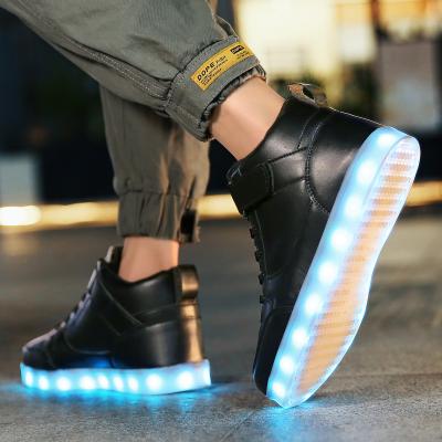 China Fashion Trend LED Light Up Shoes, Fashion High Tops For Men, Women, Teens LED Sneakers USB Rechargeable Glowing Luminous Shoes for sale