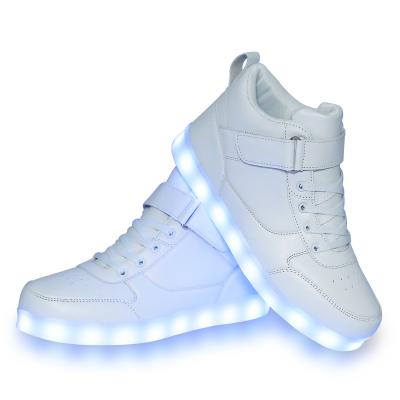 China Trend Unisex Fashion LED Light Up Shoes, Fashion High Tops For Men, Women, Teens LED Sneakers USB Rechargeable Glowing Luminous Shoes for sale