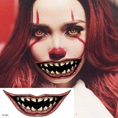 China Last Halloween Large Mouth Face Teeth Temporary Tattoo Sticker Realistic Temporary Costume Make Up Tattoo Kit Men Or Women Adult for sale