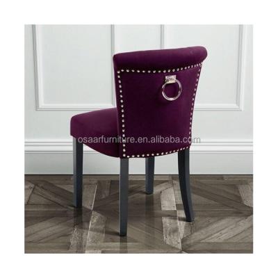 China Modern Nordic Style Nailheaded Nail Headed Round Ring Back Purple Velvet Dining Chairs for sale