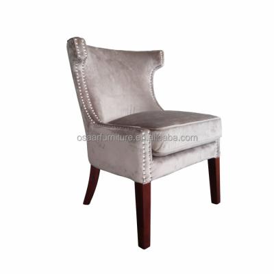 China Nail Studded French Country Design Nail Headed Velvet Fabric Chairs For Living Room for sale