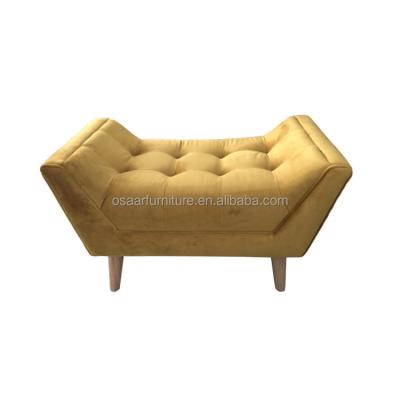 China Modern Nordic Modern Tufted Home Furniture Style Yellow Velvet Fabric Footstool Ottoman for sale