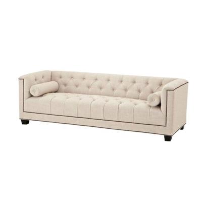 China Living Room Furniture Classic Tufted Linen Fabric Upholstered Button Tufted Sofa for sale