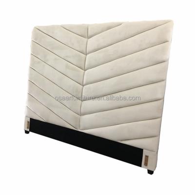 China New Design Stripe Design Queen Size Modern White Velvet Bed Headboard for sale