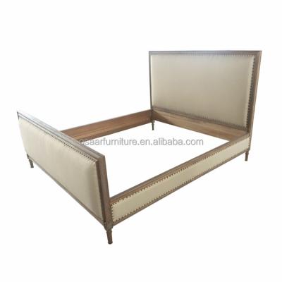 China American Nailhead Trim Vintage Bedroom Furniture Hand Carving King Size Bed From Reclaimed Wood for sale