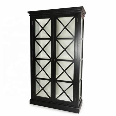 China European style wooden furniture living room black and white painted black and white display cabinet for sale