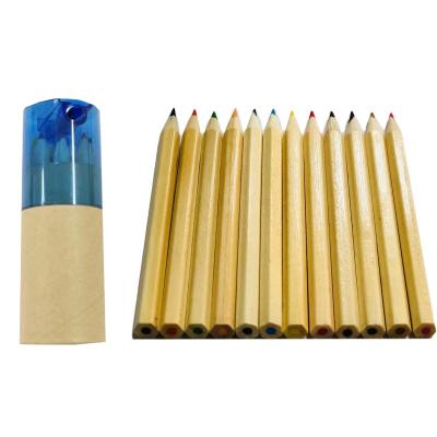 China Poplar Style 12pcs 3.5inch Various Color Wooden Pencil Set With Sharpener For Kids And Adults for sale