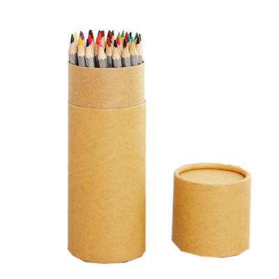 China Drawing Writing Kraft Paper Package Tube Pack 48 Natural Color Pencil Set Water Soluble Colors Wax Based Colors for sale