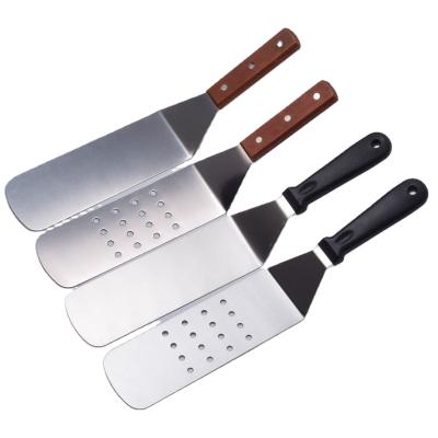 China Sustainable Stainless Steel Spatula Set - Flat Metal Spatula and Scraper, Pancake Turner, Grill Burger Utensils with Wooden Handles for sale