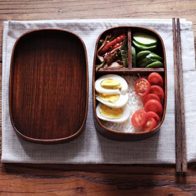 China Wooden Lunch Boxes Stocked Food Containers Japanese Style Bento Lunchbox For Kids School Tableware Bowl Boxes Travel Organizer for sale