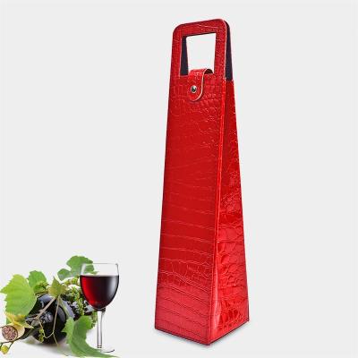 China Wholesale Reusable Wine Packing Box Insulated PU Wine Bottle Carrier Tote Bag With Window Portable Leather Wine Bottle Packing Bag for sale