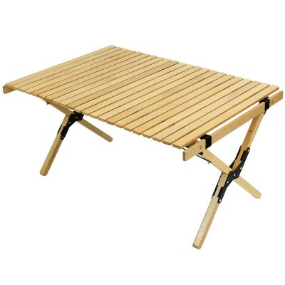 China Comfortable Easy Folding Beech Wood Roll Lightweight Bamboo Camping Table For Picnic for sale