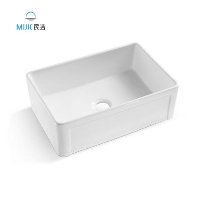 China Without Single Sink North America White Rectangular Apron Front Ceramic Undermount Sink Kitchen Sink for sale