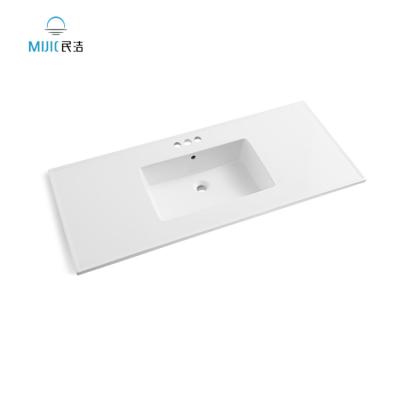 China Modern Design Wholesale Modern White Ceramic Basin Bathroom Basin Rectangle Cabinet Basin Cabinet Ceramic Slim Bathroom Sinks for sale