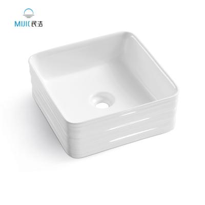 China Art Nouveau Design Modern Luxury Bathroom Sink Ceramic Handrinse High End White Basin Above Counter Wash Basin Bathroom Sinks for sale