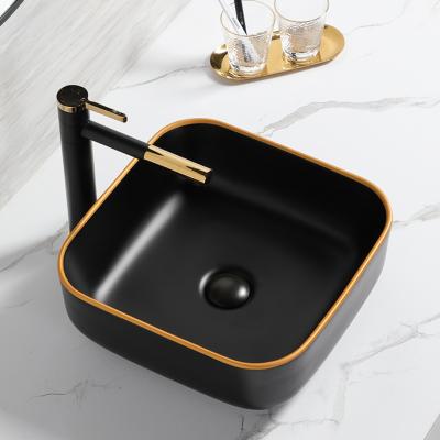 China New Product Modern Sanitary Ware Matte Black Color Glazed Countertop Art Basin Decoration Bathroom Ceramic Basins Sinks for sale