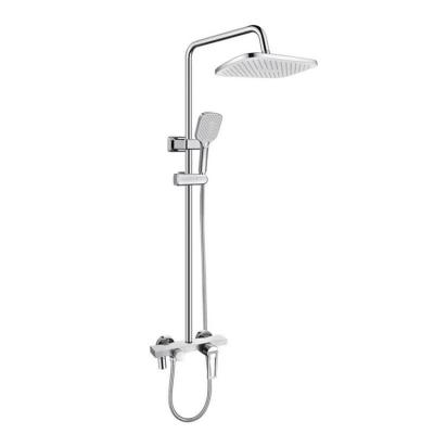 China With High Quality Hot Cold Water Faucet Wall Mounted Chrome Sliding Bar Shower Faucet Bathroom Shower Set for sale