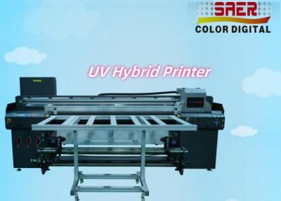 China Hoge precisie en hoge snelheid hybride UV-platbedprinter en rol tot toldrukmachine UV-band convey hybride inkjetprinter Te koop