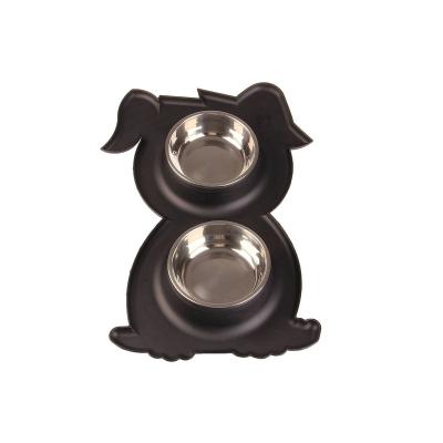 China Double Viable Stainless Steel Water and Food Bowls Dog Bowls with Non-Slip Resin Station, Pet Feeder Bowls for Medium Puppy Dogs Cats for sale