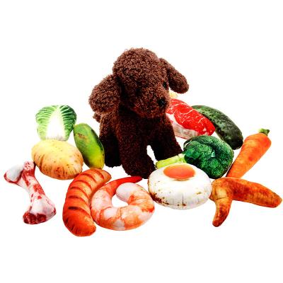 China Viable Smart Dog Toy High Simulation Plush Food Series Interactive Dog Toy Soft Squeaky Pet Toy For Dogs for sale