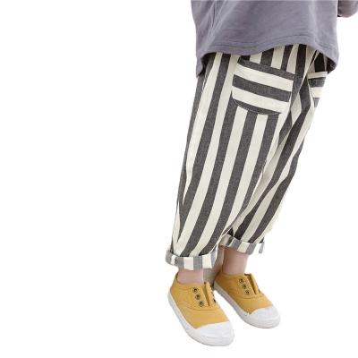 China 2021 Autumn Loose Striped Cotton Casual Korean Style Anti-Wrinkle Pants for sale