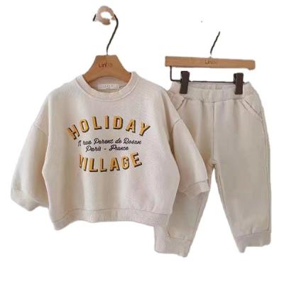 China 2021 Fashion Casual Loose Letter Printing Long Sleeve Tops And Panty Kids Boys Dressing Set for sale