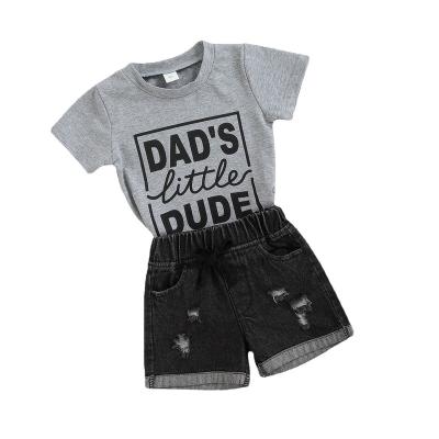 China T-shirt and Jean Shorts Kids Boy Clothes Cute Summer Casual Short Sleeve One Set for sale