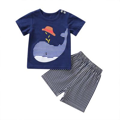 China Cute Korean Cute Cartoon Short Sleeve T-shirt And Pants Kids Boy Clothes Set for sale