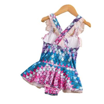 China Wholesale Print Breathable Halter Fish Scale Girls One Piece Swimsuit for sale