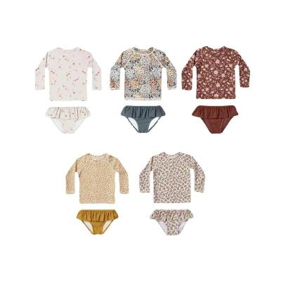 China Summer Breathable Cotton Printing Long Sleeve Tops And Shorts Girls Clothing Swimwear for sale