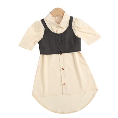 China Fashion Breathable Cotton Shorts Sleeve Girl Birthday With Vest Dresses For Kids for sale