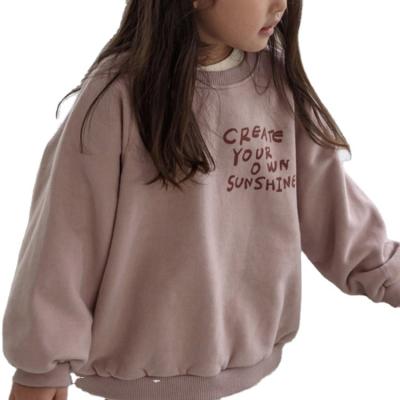 China New Letter Print Breathable Cotton Long Sleeve Loose And Casual Kids Wear Girl Winter Top for sale