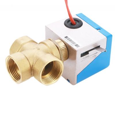 China Electric Water Diverter 3-Way Control Motorized Zone Valve for DN20 Brass Fan Coil Unit for sale